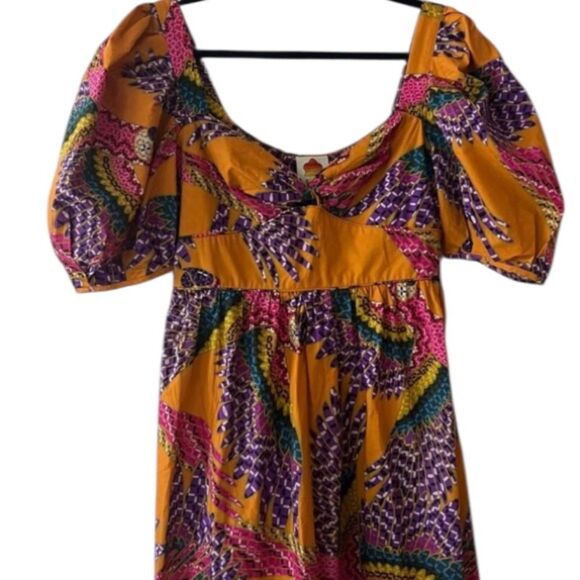 FARM RIO Beaded Macaws Cotton Midi Dress In Multi S NWOT - Picture 7 of 13